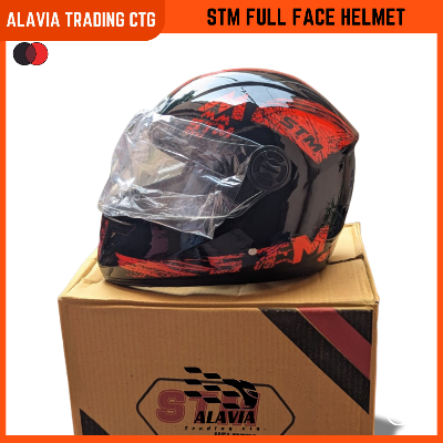 STM Full Face Motorcycle Helmet – Black & Red Stylish  New STM  Graphics  for Men & Women
