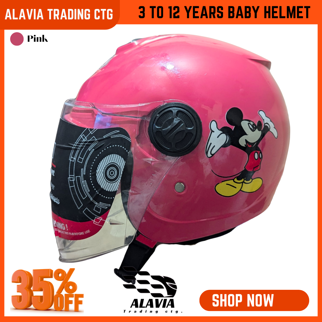 Open Face Stylish Leather Bike Helmet With Visor For Men And Women - Black & Blue