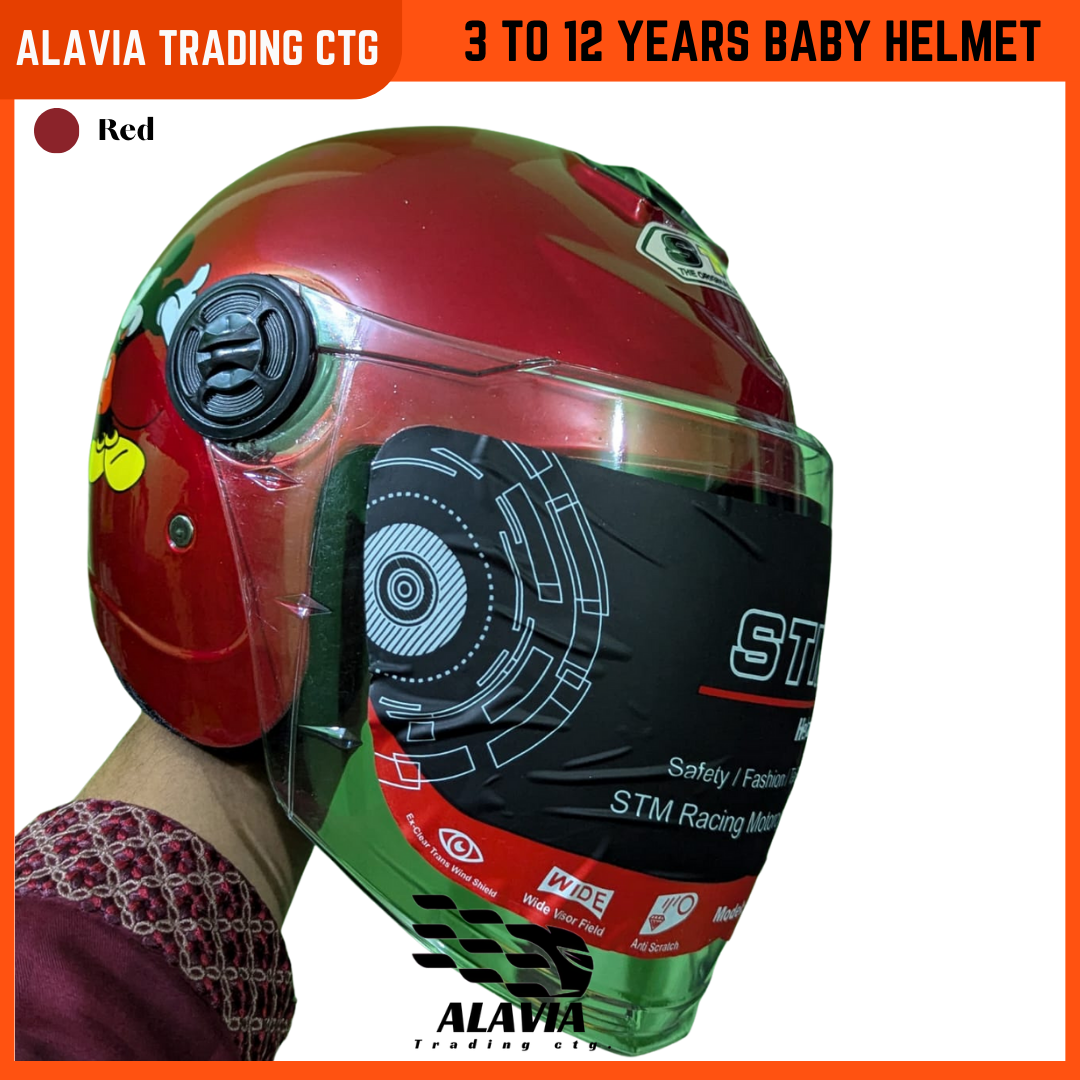 STM Baby Bike Helmet for Kids (3–12 Years) – Boys & Girls Safety Cycling Helmet – Red