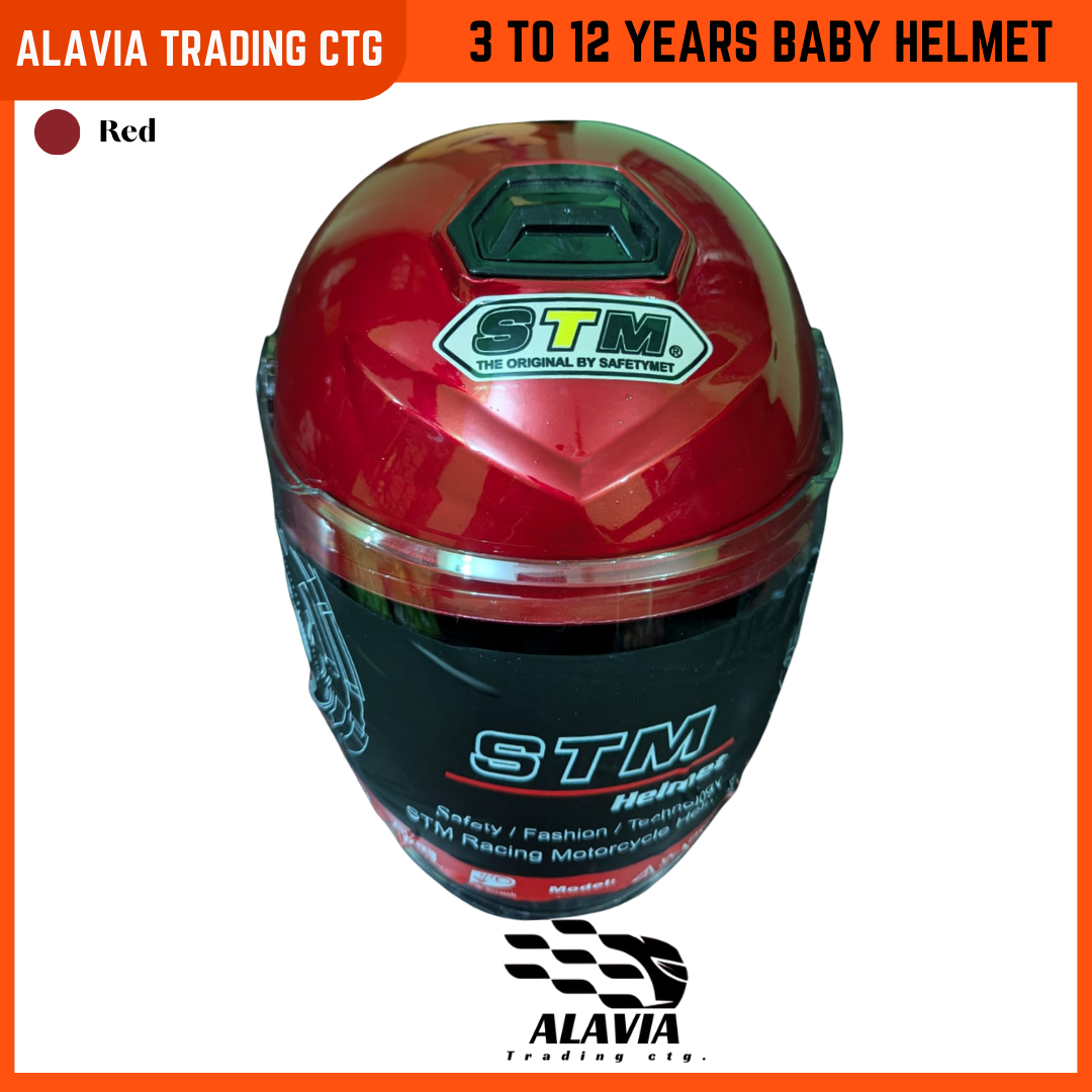 STM Baby Bike Helmet for Kids (3–12 Years) – Boys & Girls Safety Cycling Helmet – Red
