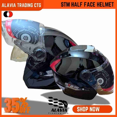 STM  Half face Premium Motorcycle Helmet High-Quality for Men & Women –Black