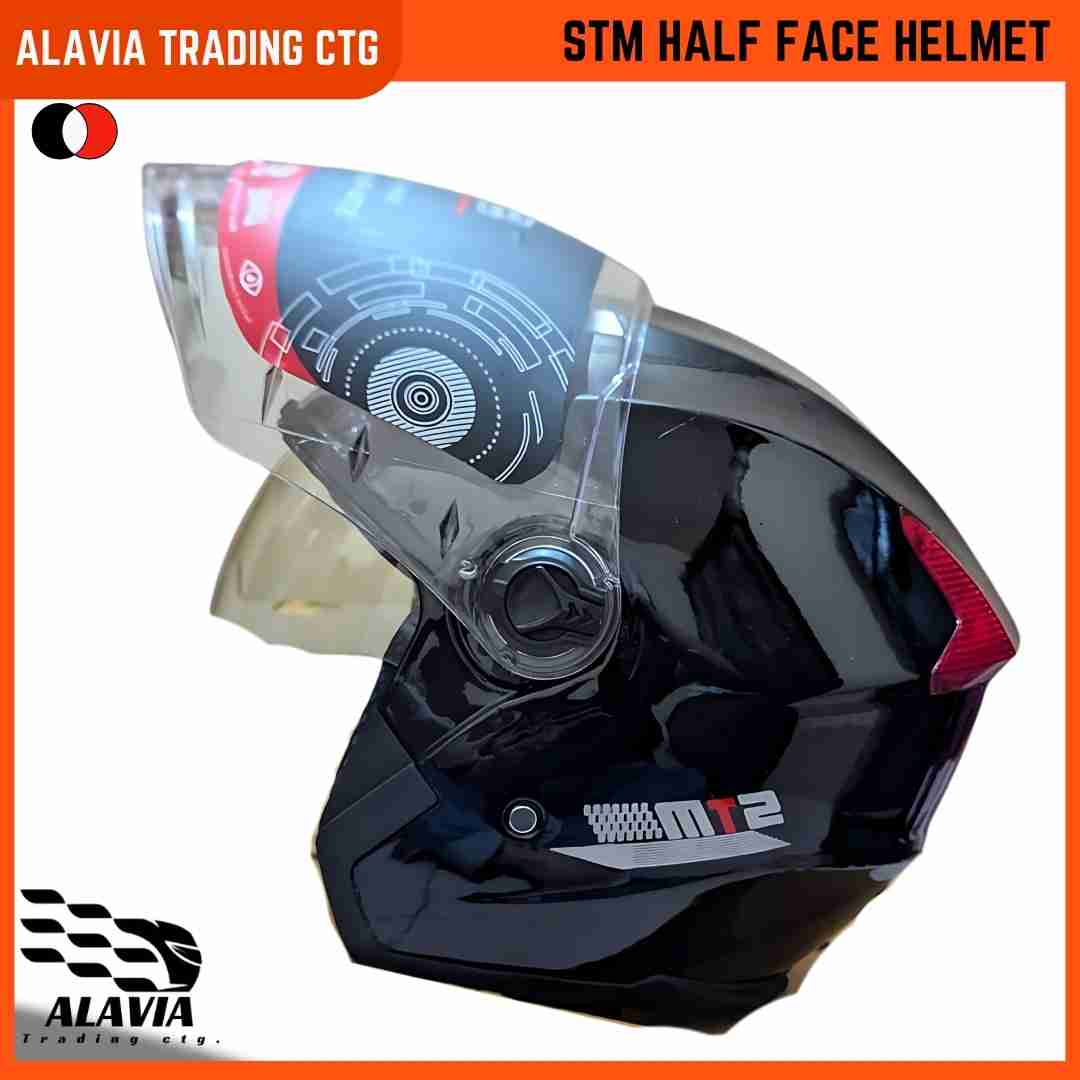 STM  Half face Premium Motorcycle Helmet High-Quality for Men & Women –Black