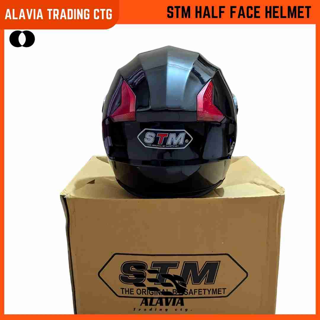 STM  Half face Premium Motorcycle Helmet High-Quality for Men & Women –Black