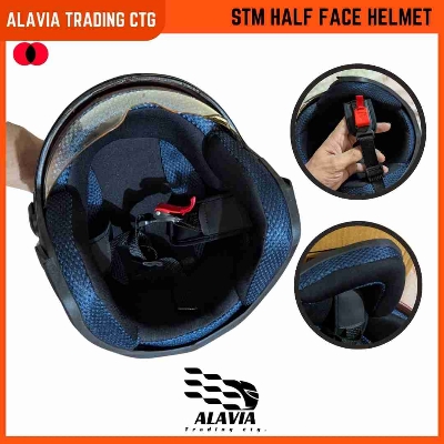 STM  Half face Premium Motorcycle Helmet High-Quality for Men & Women –Black
