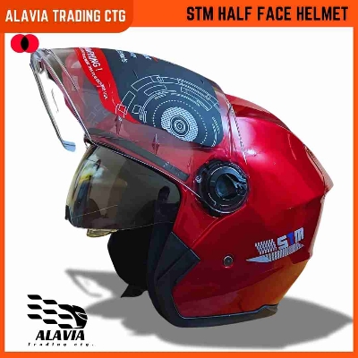 STM  Half face Premium Motorcycle Helmet High-Quality for Men & Women –Red