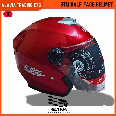 STM  Half face Premium Motorcycle Helmet High-Quality for Men & Women –Red