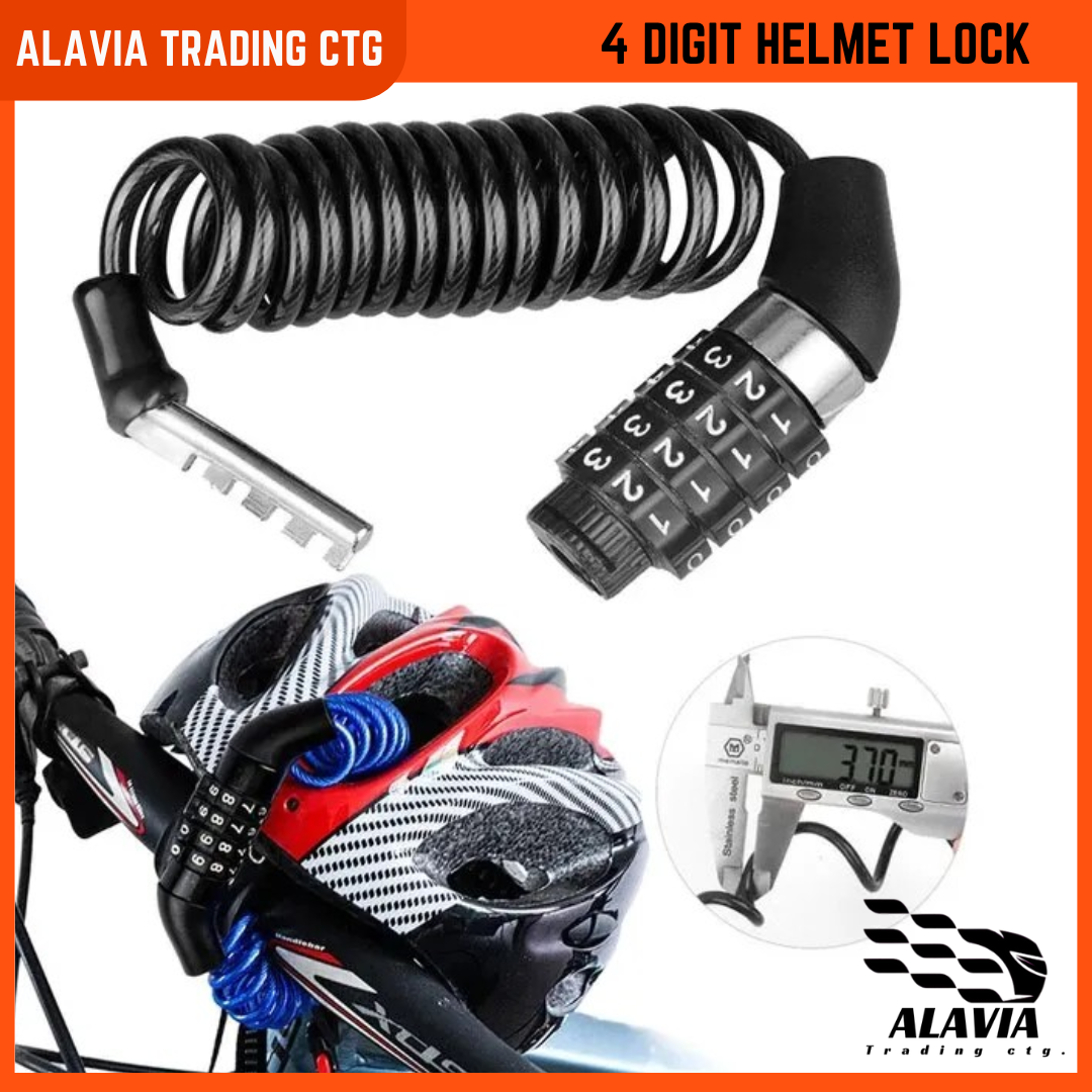 Universal Helmet Lock – 4-Digit Combination Anti-Theft Cable | Password Lock for Motorcycle, Bicycle, Scooter, and E-Bike | Portable & Secure