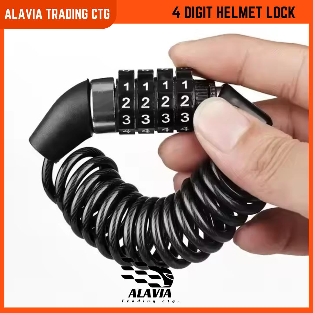 Universal Helmet Lock – 4-Digit Combination Anti-Theft Cable | Password Lock for Motorcycle, Bicycle, Scooter, and E-Bike | Portable & Secure