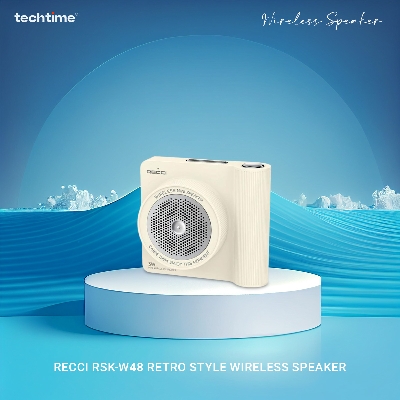 Picture of Recci RSK-W48 Retro Style Wireless Speaker, Beige Color