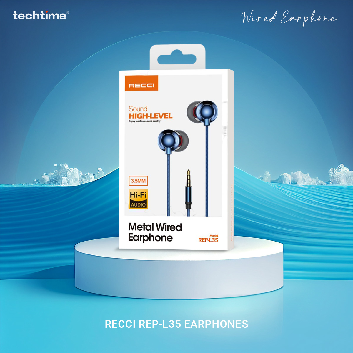 Picture of Recci REP-L35 Earphones - 13mm Brass Horn, Shocking Sound, Noise Reduction, 3.5mm Gold Plug