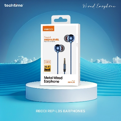 Picture of Recci REP-L35 Earphones - 13mm Brass Horn, Shocking Sound, Noise Reduction, 3.5mm Gold Plug