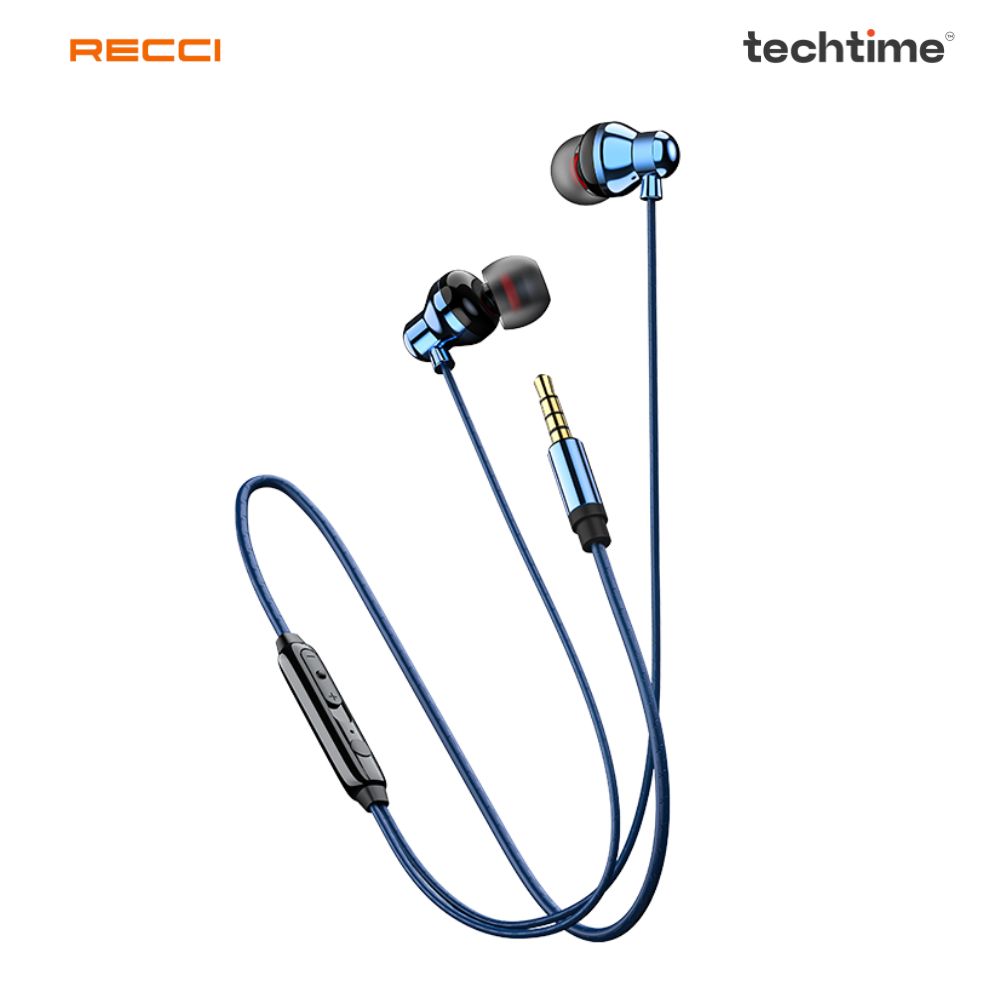 Picture of Recci REP-L35 Earphones - 13mm Brass Horn, Shocking Sound, Noise Reduction, 3.5mm Gold Plug