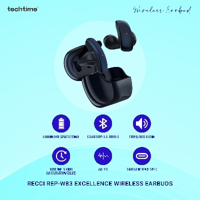 Picture of Recci REP-W83 ENC Earbud | Hi-Fi Sound | 16 Hours Music | Type-C | Water Resistance | 6 Months Warranty