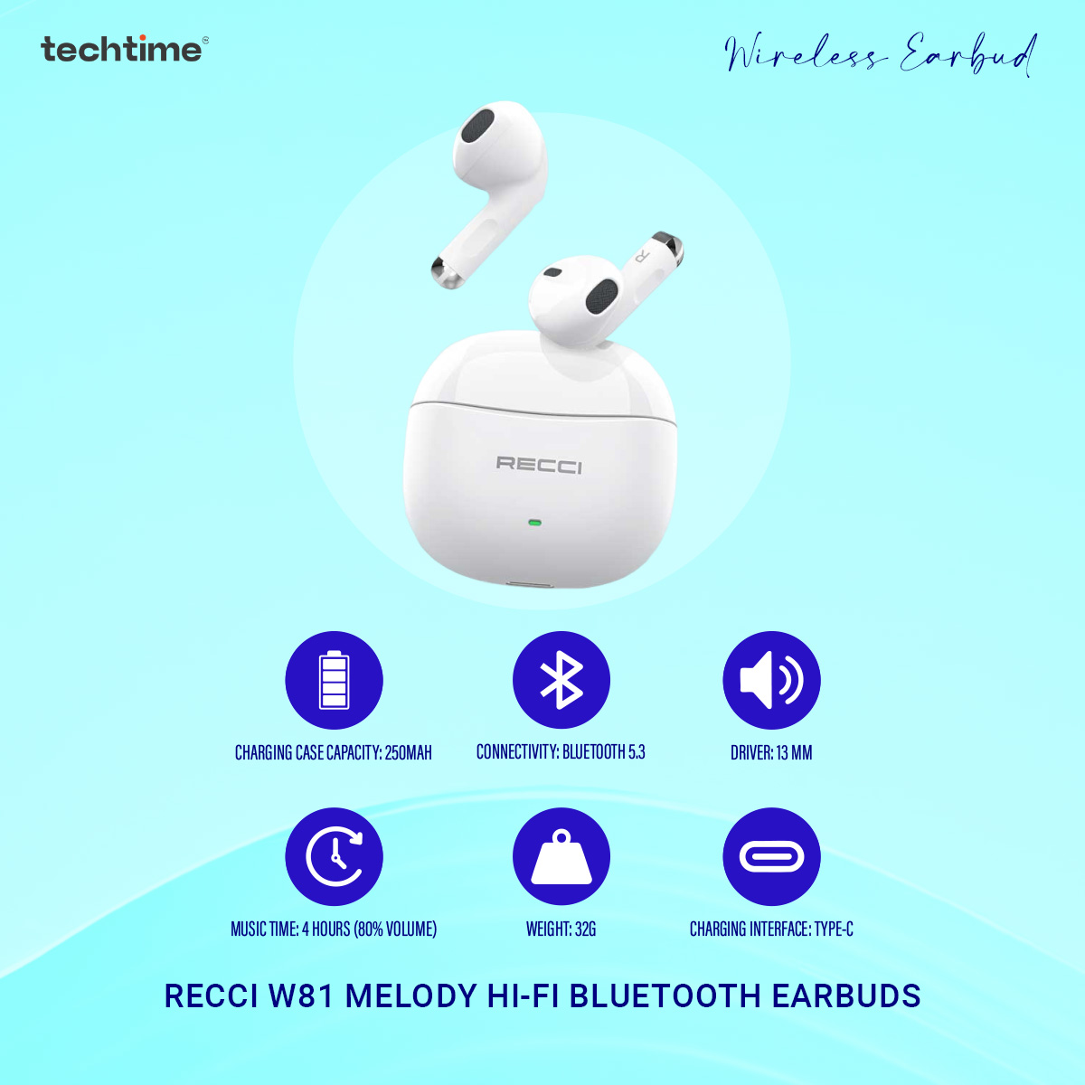 Picture of Recci W81 MELODY hi-fi Bluetooth earbuds