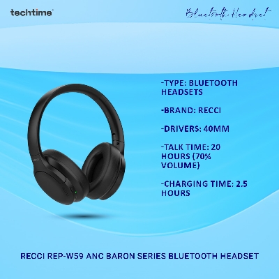 Picture of Recci REP-W59 ANC BARON SERIES Bluetooth Headsets Hi-Fi  Share
