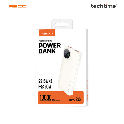 Picture of Recci RPB-P48 22.5W Fast Charging Power Bank 10,000 mAh, Biege Color
