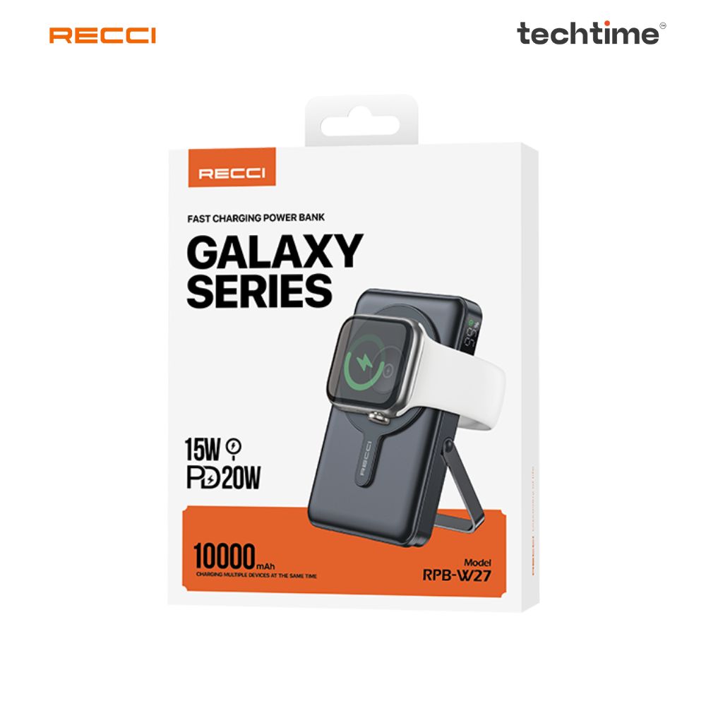 Picture of Recci RPB-W27 GALAXY Magnetic Charging Power Bank With Holder, Black Color