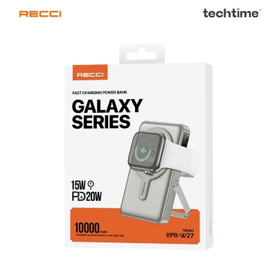 Picture of Recci RPB-W27 GALAXY Magnetic Charging Power Bank With Holder, Black Color