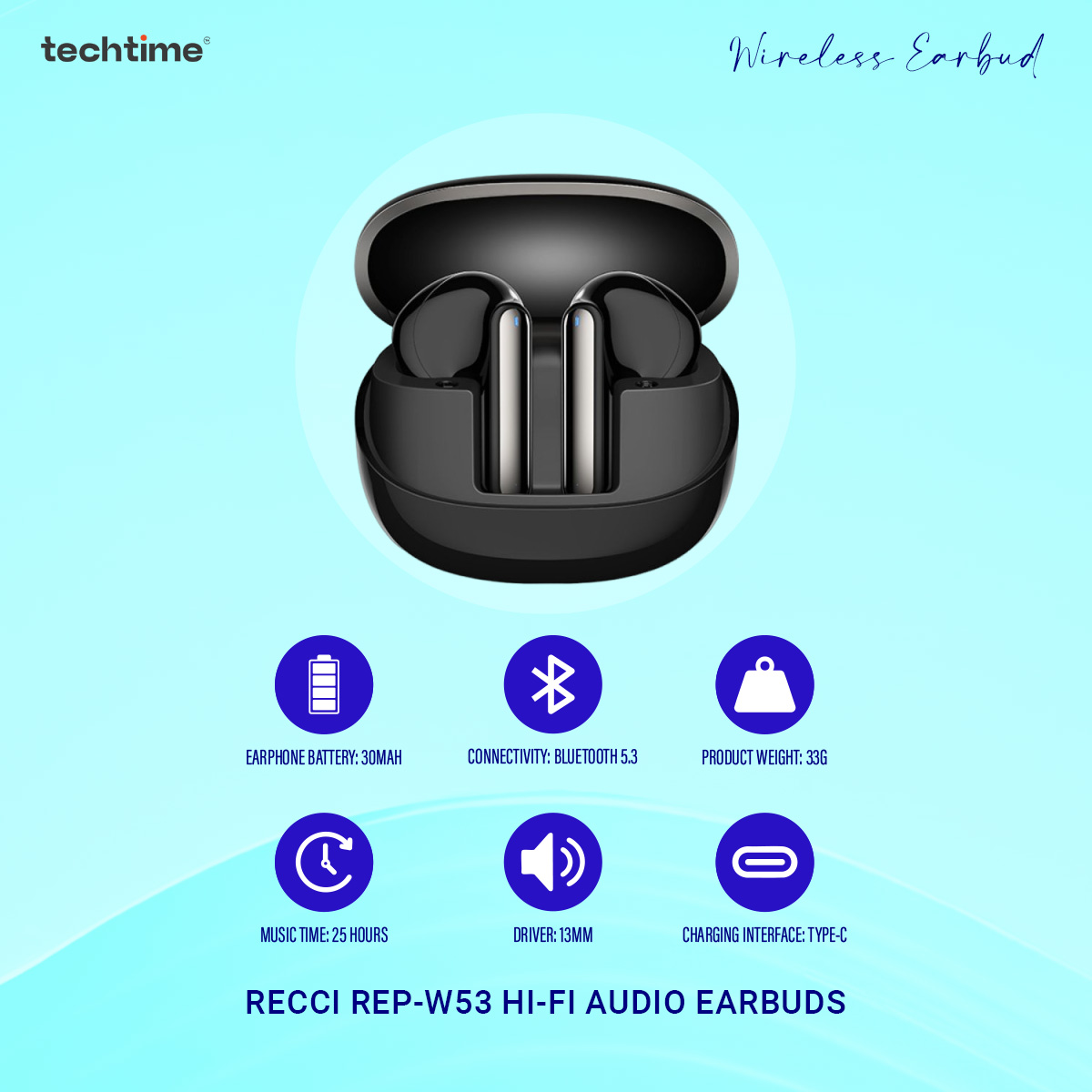 Picture of Recci REP-W53 Hi-Fi Audio, 5 Hours Call & Music