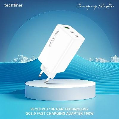 Picture of Recci RC110E GaN Technology QC3.0 Fast Charging Adapter 100W, Type-C PD & USB-A