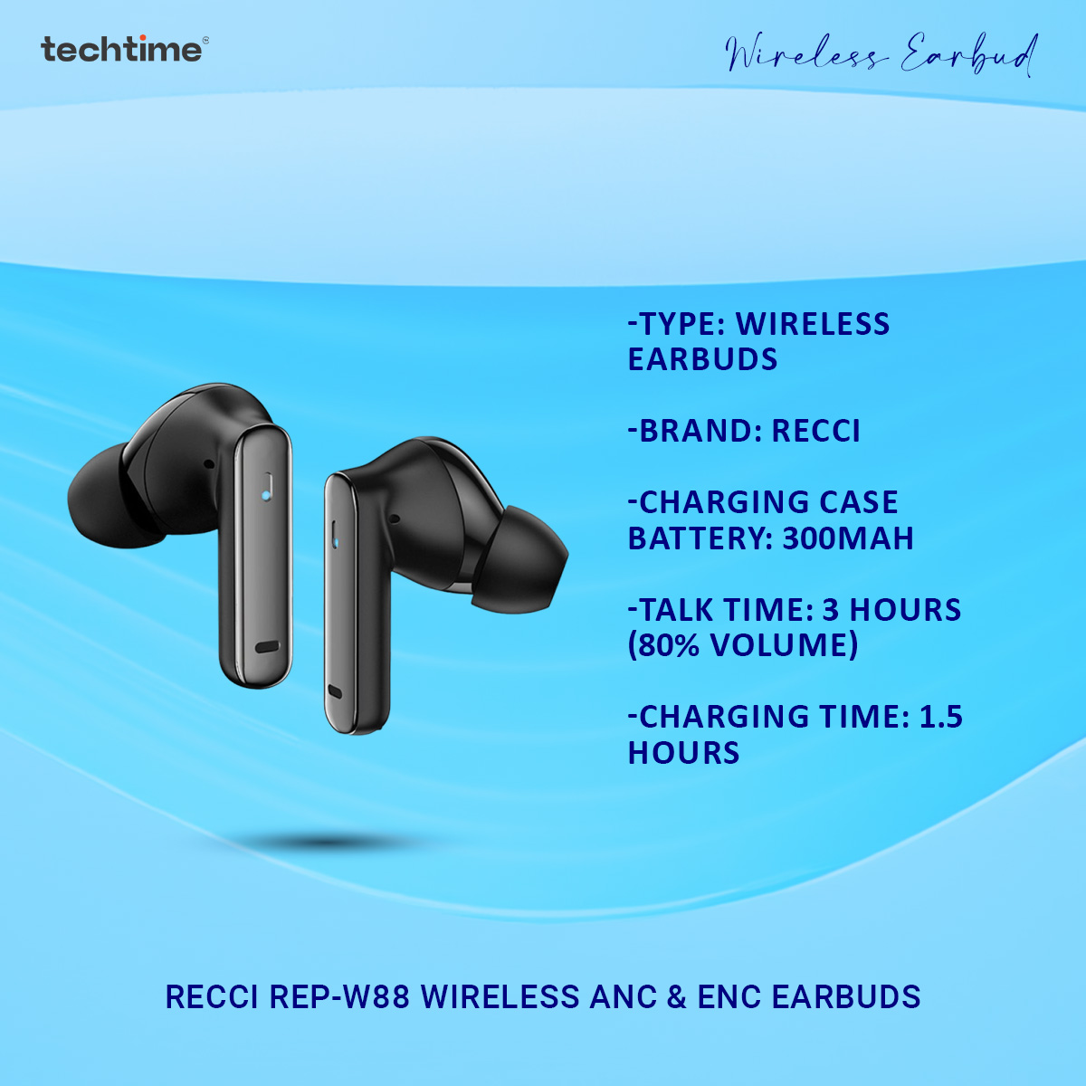Picture of Recci REP-W88 Wireless ANC & ENC Earbuds