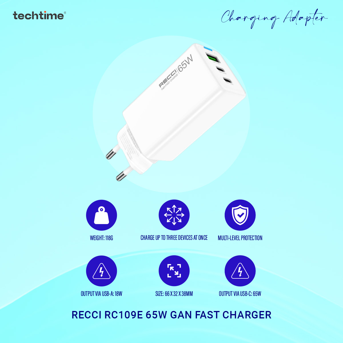 Picture of Recci RC109E 65W GaN Fast Charger