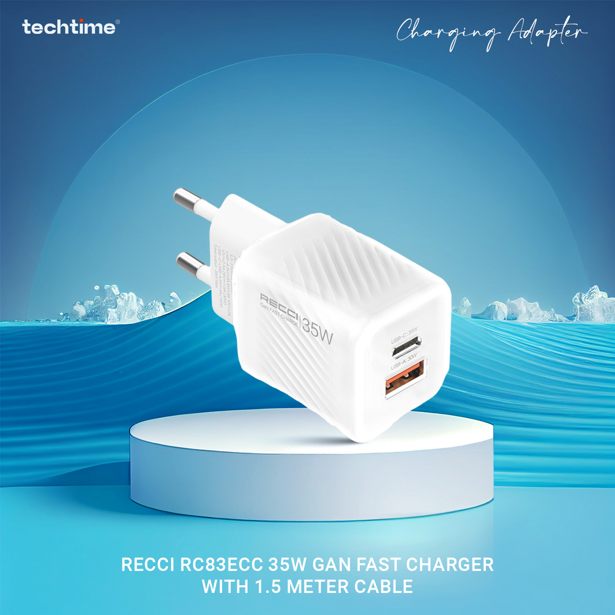 Picture of Recci RC83ECC 35W GaN Fast Charger with 1.5 Meter Cable