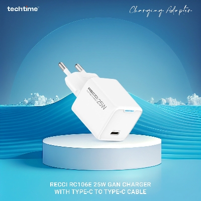 Picture of Recci RC106E 25W GaN Charger with Type-C to Type-C Cable