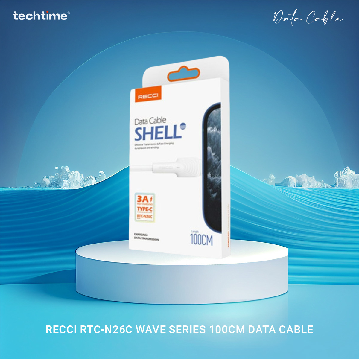 Picture of Recci RTC-N26C Wave Series 100cm Data Cable, USB-A to Type-C