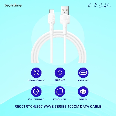 Picture of Recci RTC-N26C Wave Series 100cm Data Cable, USB-A to Type-C