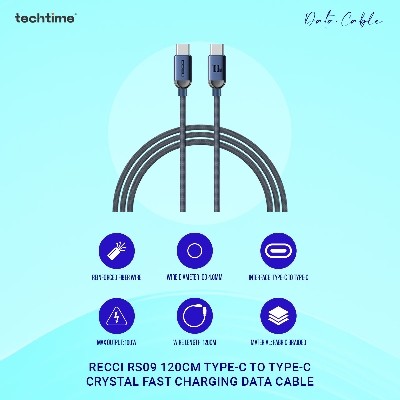 Picture of Recci RS09 120cm Type-C To Type-C Crystal Fast Charging Data Cable