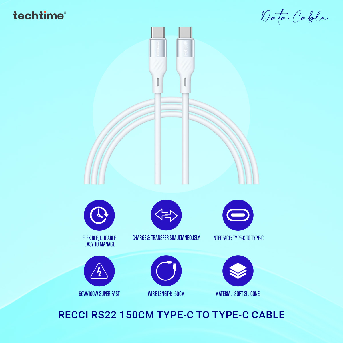 Picture of Recci RS22 150cm Type-C To Type-C Extraordinary Series Quick Charging Silicone Data Cable