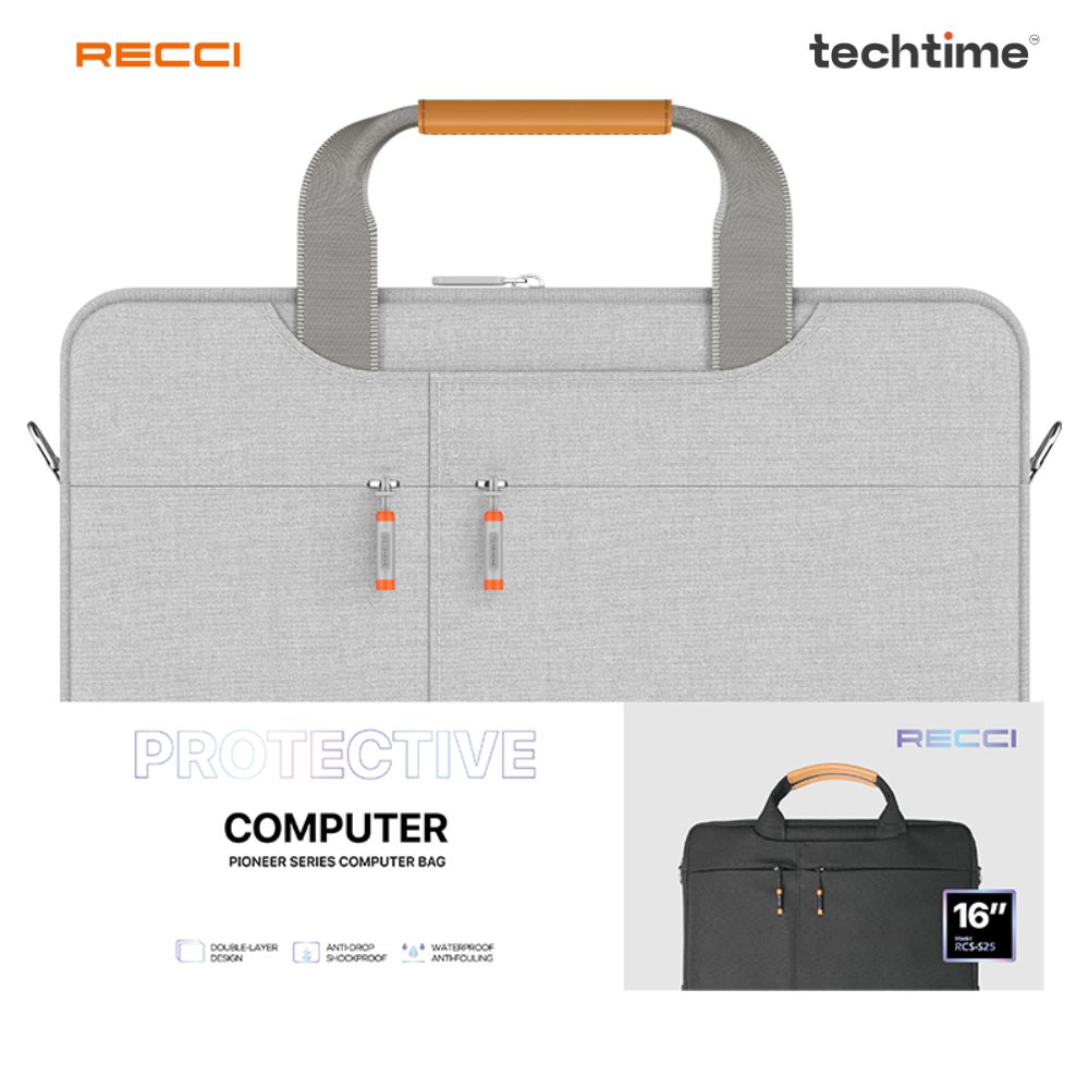 Picture of Recci RCS-S25 Protective Laptop Bag, Black Color, 16 Inches, Pioneer Series