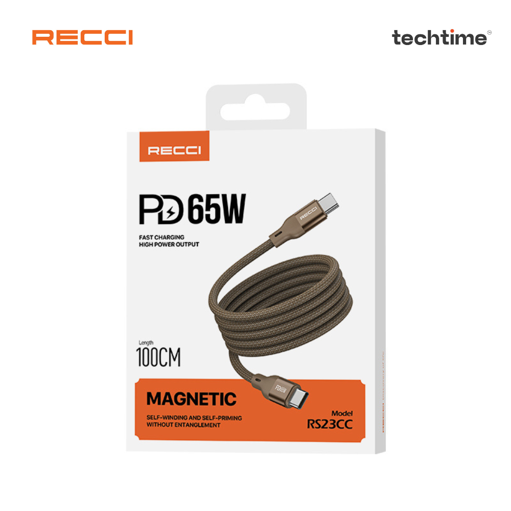 Picture of Recci RS23CC 100cm Type-C To Lightning Magnetic Data Cable, Titanium Gold Color