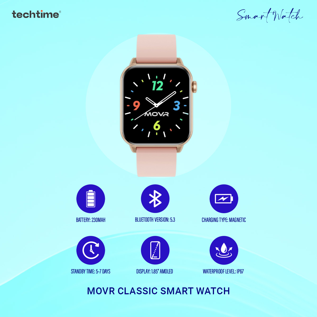 Picture of MOVR Classic Rose Gold, 1.85 inches AMOLED Display