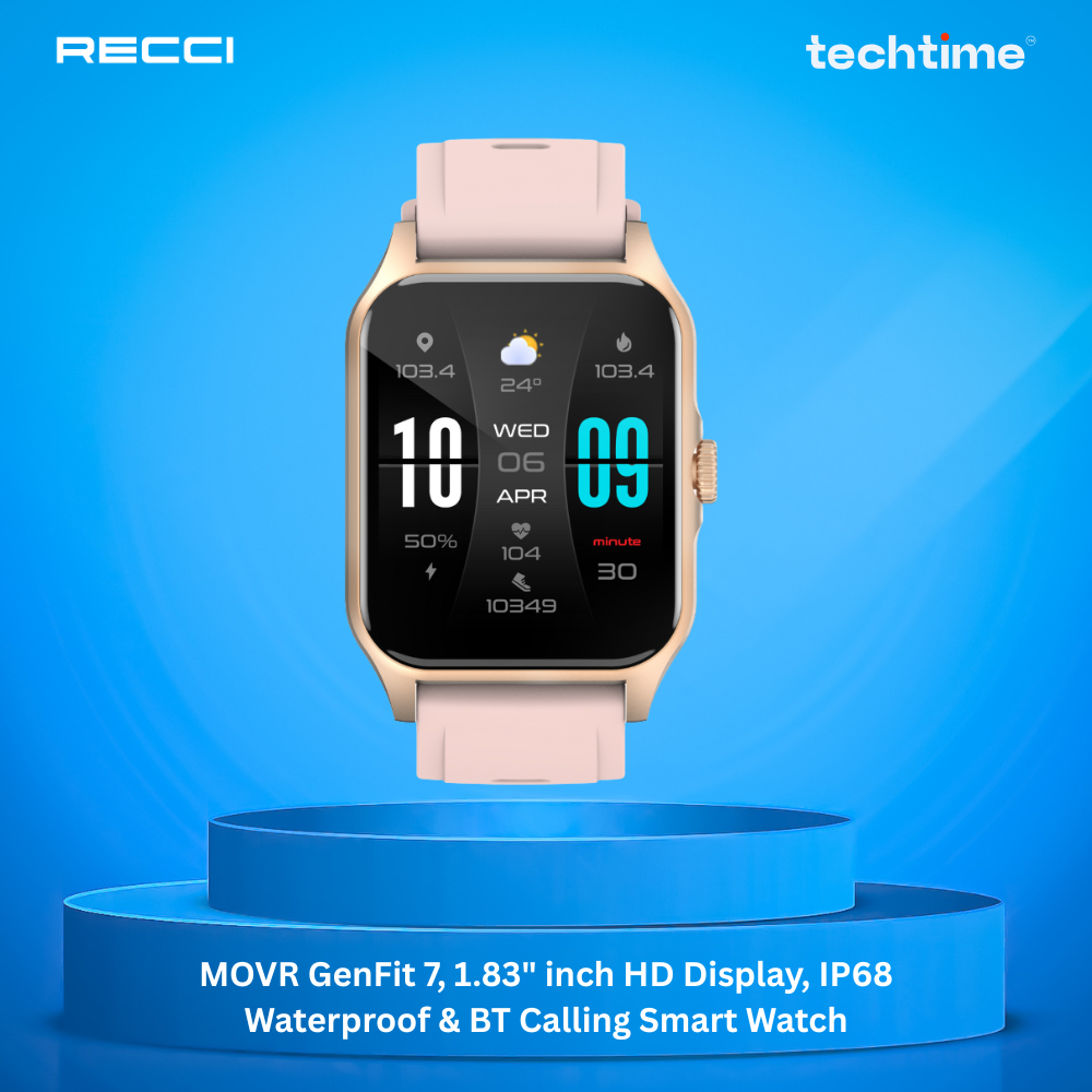 Picture of MOVR GenFit 7 Rose Gold, 1.83" inch HD Display, IP68 Waterproof & BT Calling Smart Watch