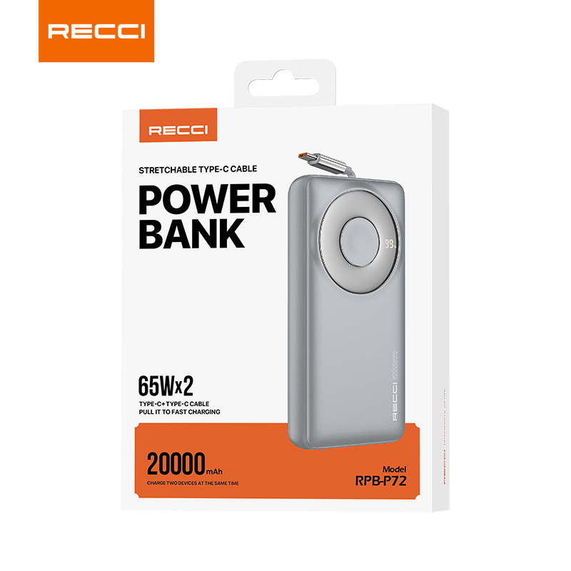 Picture of Recci RPB-P72 65W Retractable Cable Fast Charging Power Bank