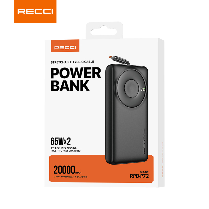 Picture of Recci RPB-P72 65W Retractable Cable Fast Charging Power Bank