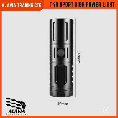 T40 Rechargeable LED Torch Light – 12000mAh Power Bank | Zoom Focus + 5 Modes + Disco Flash | Waterproof Metal Body | USB Type-C Fast Charging | Heavy Duty Long Backup Light