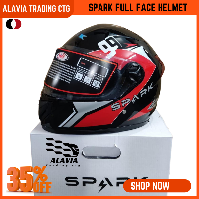 Spark Full Face Motorcycle Helmet for Men & Women – Stylish ABS Shell, Comfortable Inner Padding, Quick Release & Breathable Design (স্পার্ক বাইক হেলমেট)