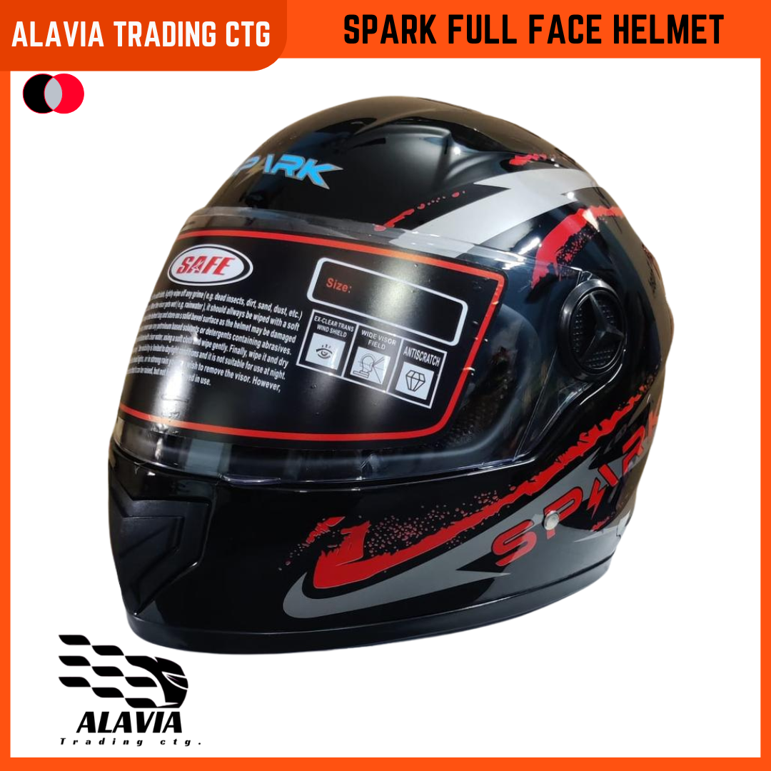 Spark Full Face Motorcycle Helmet for Men & Women – Stylish ABS Shell, Comfortable Inner Padding, Quick Release & Breathable Design (স্পার্ক বাইক হেলমেট)