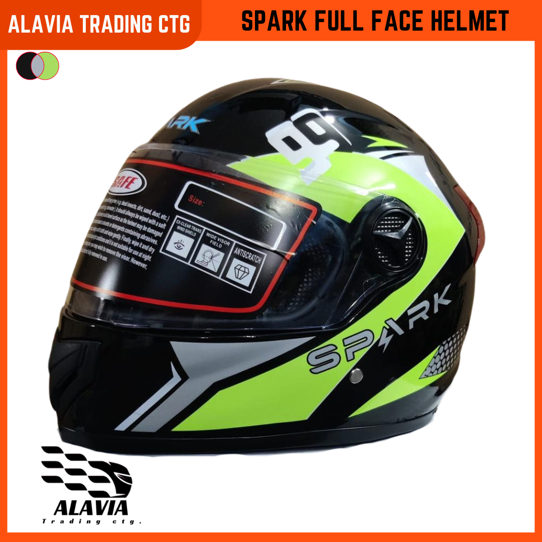 Spark Full Face Motorcycle Helmet for Men & Women – Stylish ABS Shell, Comfortable Inner Padding, Quick Release & Breathable Design (স্পার্ক বাইক হেলমেট)