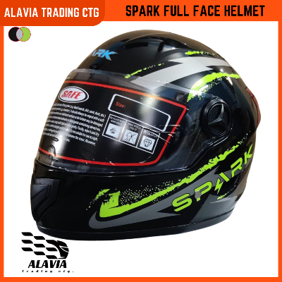 Spark Full Face Motorcycle Helmet for Men & Women – Stylish ABS Shell, Comfortable Inner Padding, Quick Release & Breathable Design (স্পার্ক বাইক হেলমেট)