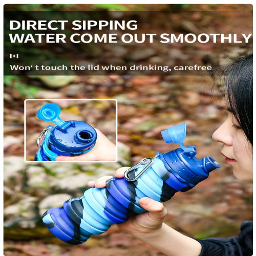 Picture of Portable Retractable Travel Bpa Free Outdoor 500Ml Water Bottle Sport Foldable Collapsible Silicone Water Bottle