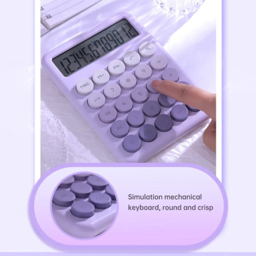 Picture of Desktop Calculator 12 Digit Large LCD Display Big Round Button Cute Gradient Colored Calculator Suitable for Office School Home