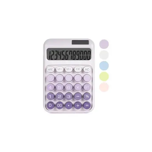 Picture of Desktop Calculator 12 Digit Large LCD Display Big Round Button Cute Gradient Colored Calculator Suitable for Office School Home