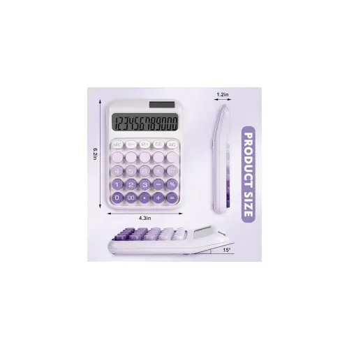 Picture of Desktop Calculator 12 Digit Large LCD Display Big Round Button Cute Gradient Colored Calculator Suitable for Office School Home