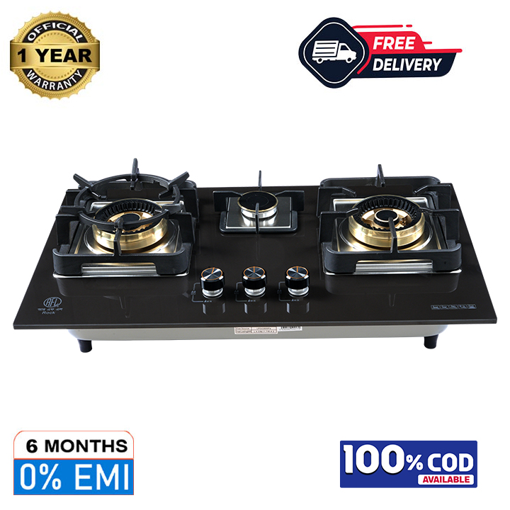 Buy RFL BUILT IN CERAMIC LPG HOB ROCK 3 BURNER- Tampered Glass and Ceramic Panel and Flame failure Device Online at Best Price