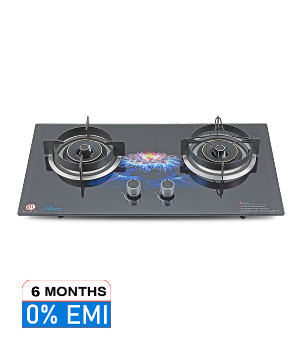 Picture of RFL Built In Double Glass Gas Stoves/HOB FLORA (Cylinder Gas)