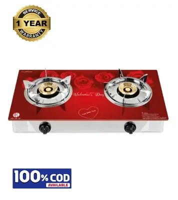 Picture of Double Glass Gas Stove LOVEROSE (Cylinder Gas)